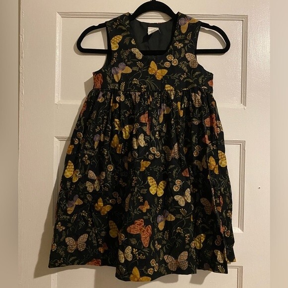 Easy Wear Butterfly Pattern Smock Vest Dress with Pockets - Picture 1 of 7